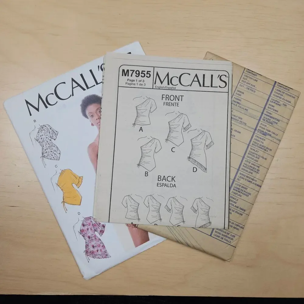 McCall's M7955 Easy Sew Misses Top Pull-over one shoulder extended sleeve 16-22
